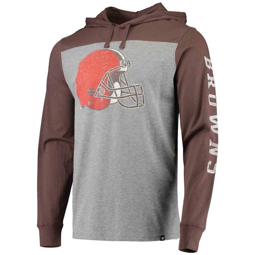 '47 Cleveland Browns Large Franklin Wooster Long Sleeve Hoodie T-Shirt Light